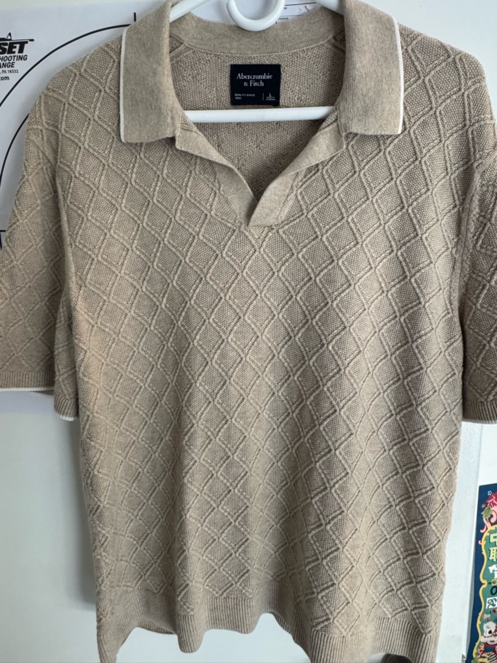 Abercrombie and Fitch Jacquard Stripe Johnny Collar Sweater Polo Size L